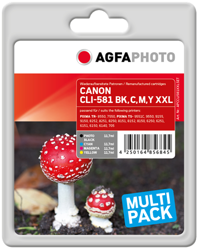 Agfa Photo CLI-581BK,C,M,Y XXL Multipack Noir(e) / Cyan / Magenta / Jaune