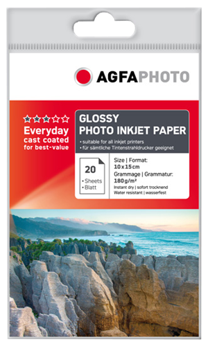 Agfa Photo Papier photo jet d'encre brillant 10x15cm Blanc