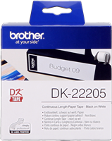 Brother DK-22205 Étiquettes continues 62mm x 30,48m Noir sur blanc