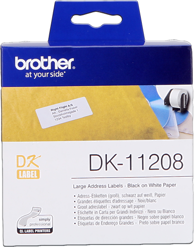 Brother DK-11208 Étiquettes d'adresses 38x90mm Noir sur blanc