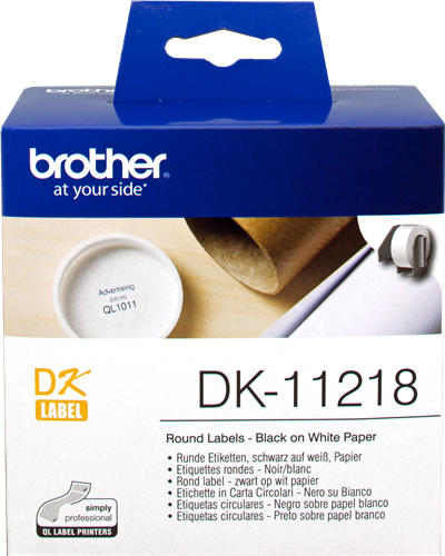 Brother DK-11218 Etiquettes rondes 24mm Noir sur blanc