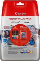 Canon CLI-551 Photo Noir(e) / Cyan / Magenta / Jaune Value Pack