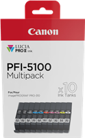 Canon PFI-5100 10 Tintentanks Multipack Noir (Matt) / Noir (photo) / Cyan / Magenta / Jaune / Cyan (Photo) / Magenta (Photo) / Rouge / Gris / Transparent