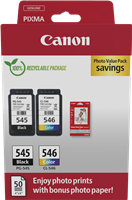 Canon PG-545+CL-546 Noir(e) / Plusieurs couleurs / Blanc Value Pack