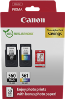 Canon PG-560+CL-561 Noir(e) / Plusieurs couleurs / Blanc Value Pack