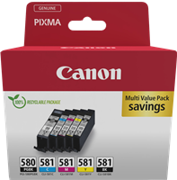 Canon PGI-580 + CLI-581 Multi Multipack Noir(e) / Noir(e) / Cyan / Magenta / Jaune