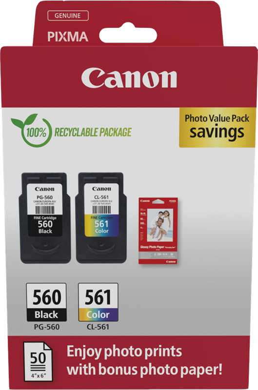 Canon PG-560 / CL-561 Multipack - Pack de 2 - noir, couleur (cyan, magenta,  jaune) - original - cartouche d'encre - pour PIXMA TS5350, TS5351, TS5352,  TS5353, TS7450, TS7451 - Cartouche d'encre - Achat & prix