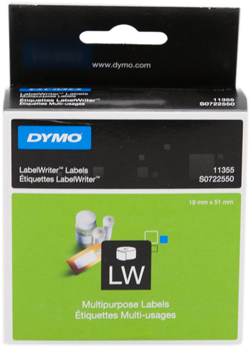 DYMO 11355 Etiquettes universelles 19x51mm Blanc