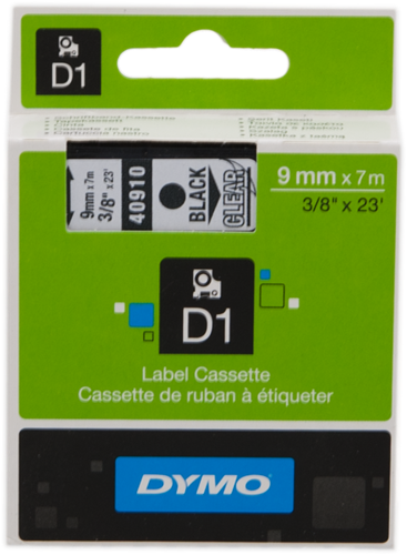 DYMO 40910 Bande D1 standard Ruban Noir sur incolore