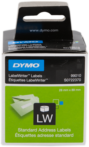DYMO 99010 Etiquettes d'adresse 89x28mm Blanc