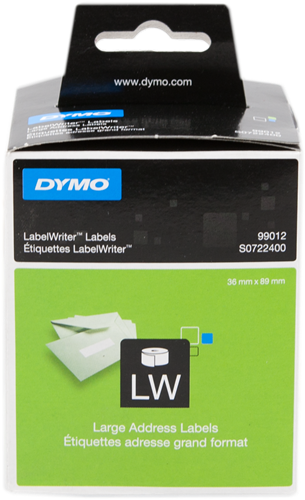 DYMO 99012 Etiquettes d'adresse 89x36mm Blanc