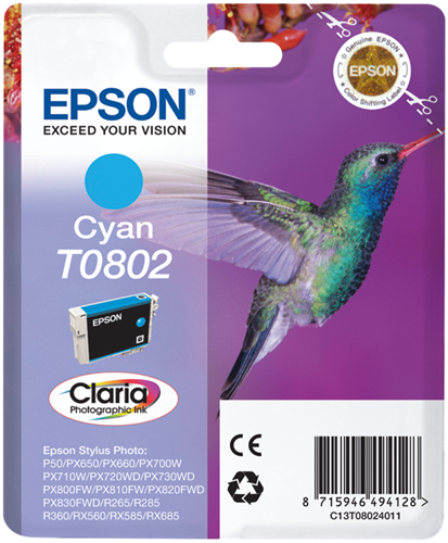 Epson T0802 Cyan Cartouche d'encre