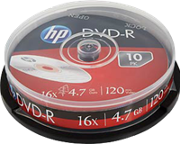 HP 1x10 DVD-R / 4,7 GB / Cakebox 