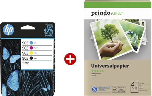 HP OfficeJet Pro 6964 All-in-One + Prindo Green Recyclingpapier 500 Blatt