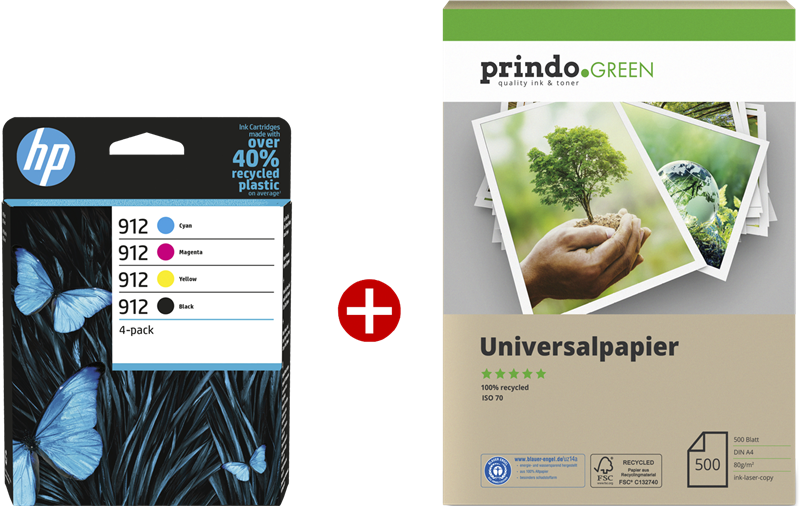 HP OfficeJet Pro 8022 All-in-One + Prindo Green Recyclingpapier 500 Blatt