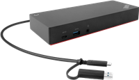 Lenovo Station d'accueil hybride ThinkPad USB-C / USB-A (reconditionnée) Noir(e)
