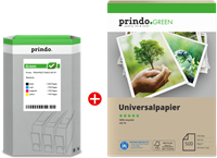 Prindo Green Noir(e) / Cyan / Magenta / Jaune / Blanc fumé Value Pack
