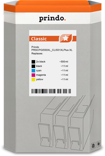 Prindo PRSCPGI550XL_CLI551XLPlus Multipack Noir(e) / Cyan / Magenta / Jaune