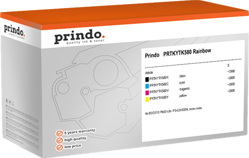 Prindo PRTKYTK580 Rainbow Noir(e) / Cyan / Magenta / Jaune Value Pack